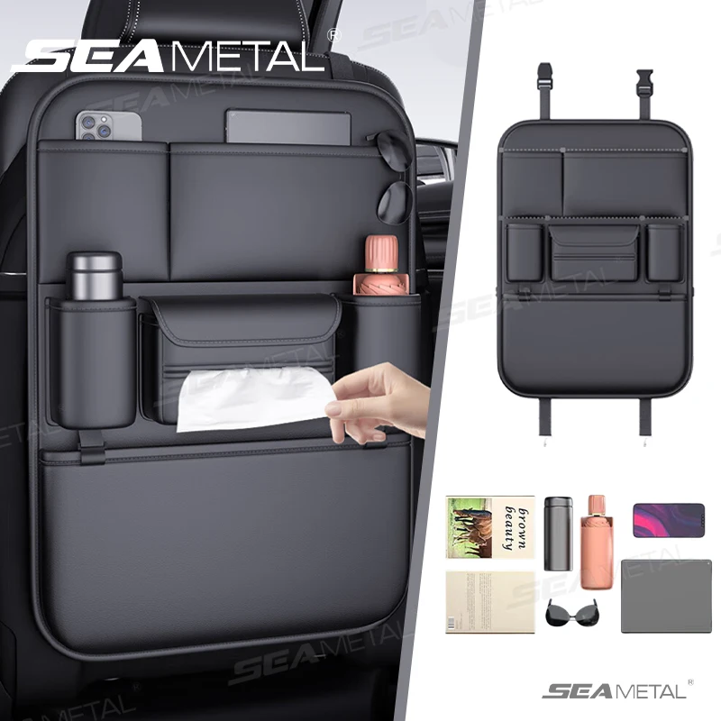 seametal high capacity car seat back storage bag anti kick pad multi pocket backseat organizer bag hanging car storage pocket seametal high capacity car seat back storage bag anti kick pad multi pocket backseat organizer bag hanging car storage pocket